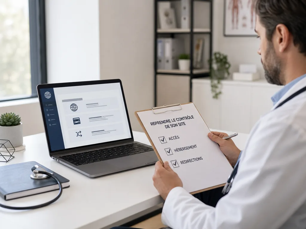 Médecin reprenant le contrôle de son site internet avec une checklist technique